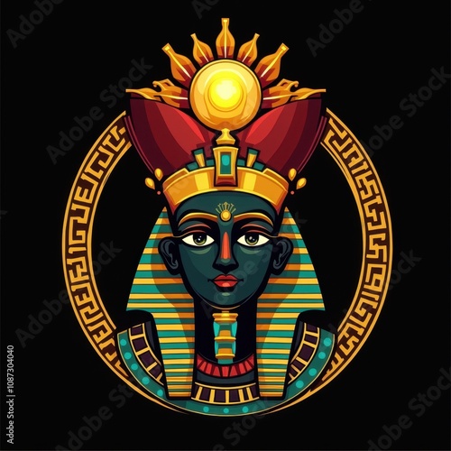 Ra, the Egyptian Sun God with Radiant Sun Disk photo