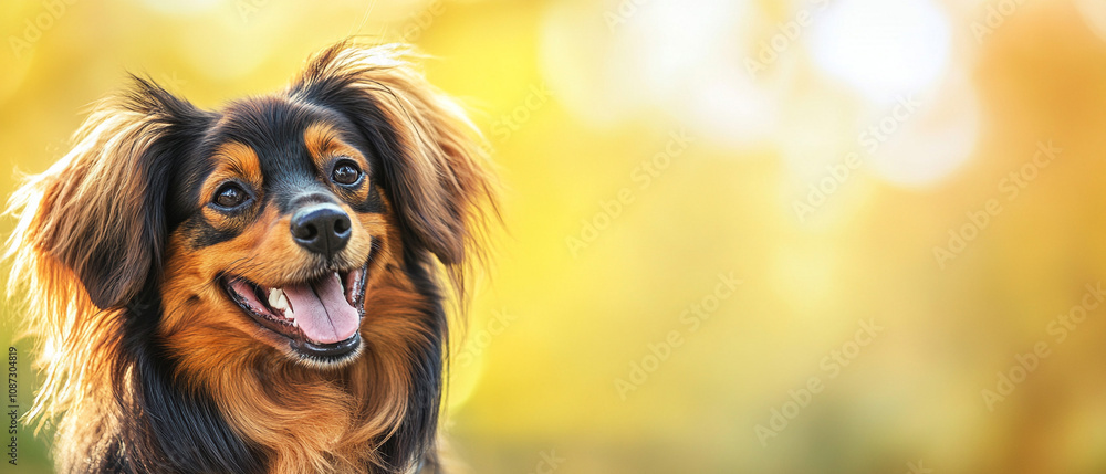Tibetan Spaniel Dog Smiling Half Portrait in Natural Daylight Tibetan Spaniel Dog Smiling Half Portrait in Natural Daylight