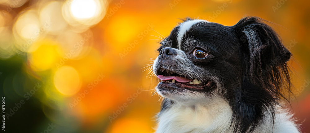 Japanese Chin Dog Smiling Half Portrait in Natural Light Japanese Chin Dog Smiling Half Portrait in Natural Light