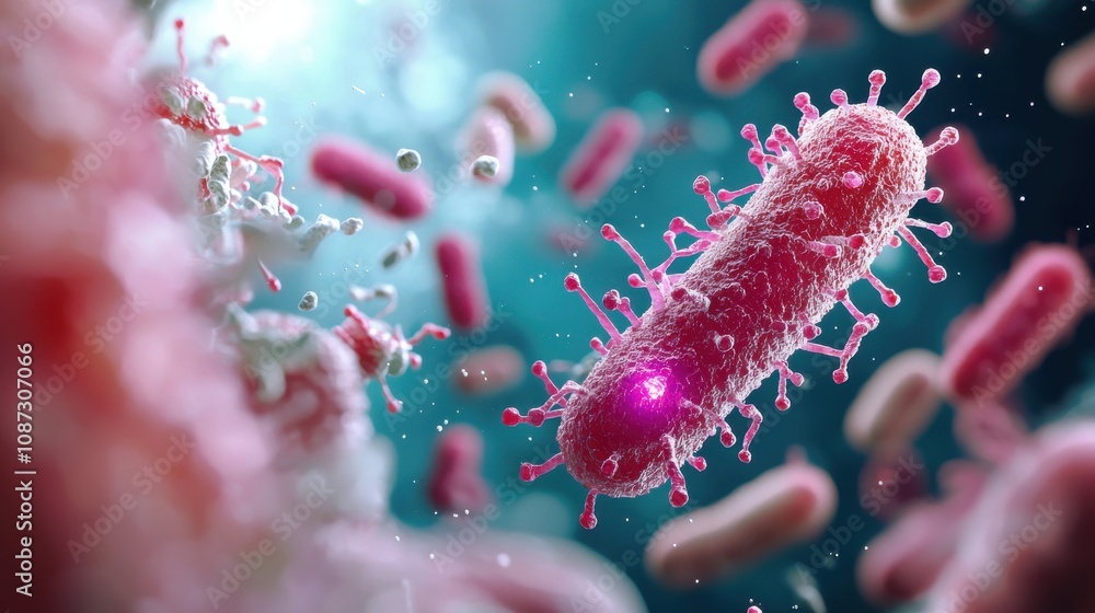 Vibrant Microscopic View of Coli Bacteria Vibrant Microscopic View of Coli Bacteria