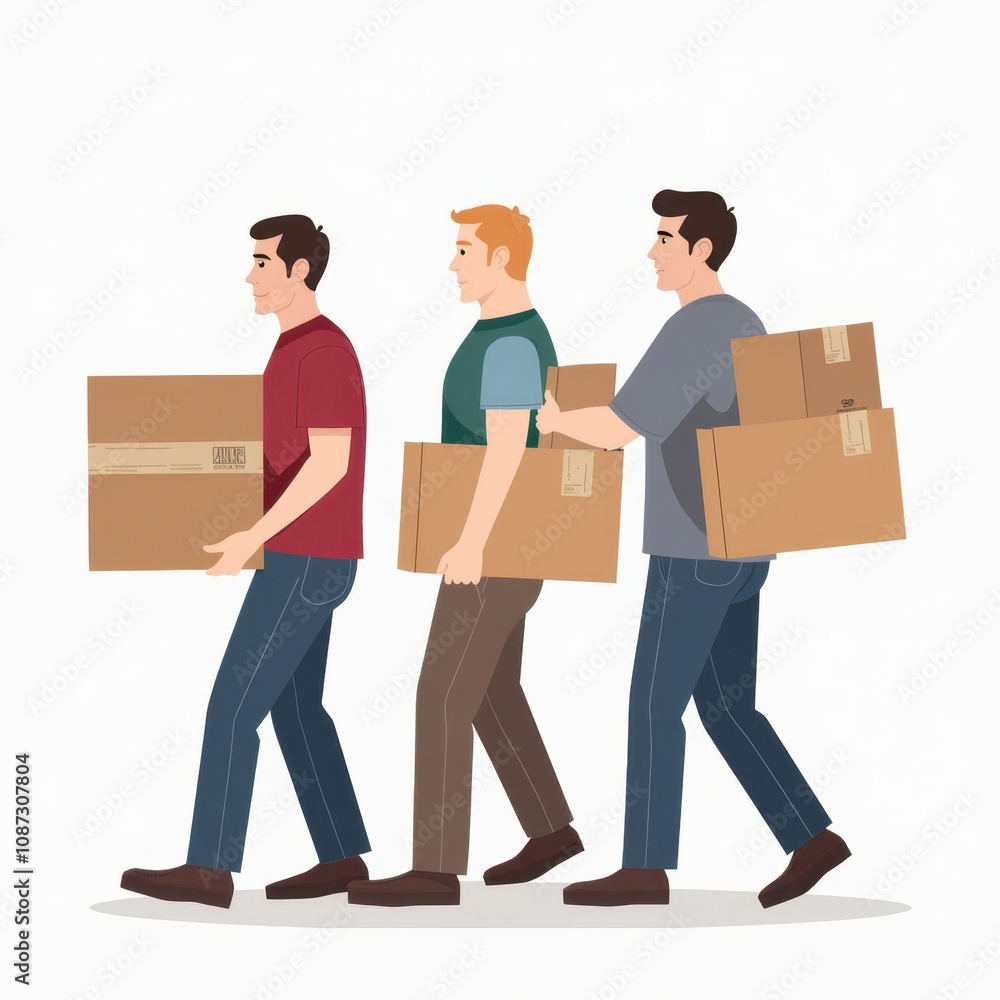 Three Men Moving with Transparent Background Three Men Moving with Transparent Background