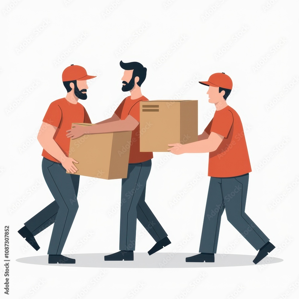Three Men Moving with Transparent Background Three Men Moving with Transparent Background
