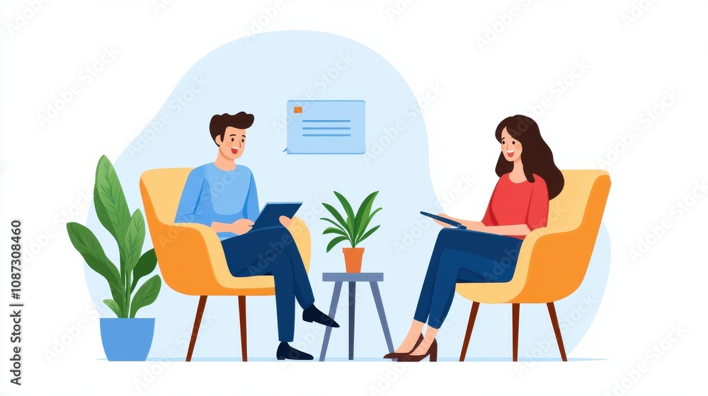 Modern Interview Scene with a Candidate and Interviewer Modern Interview Scene with a Candidate and Interviewer