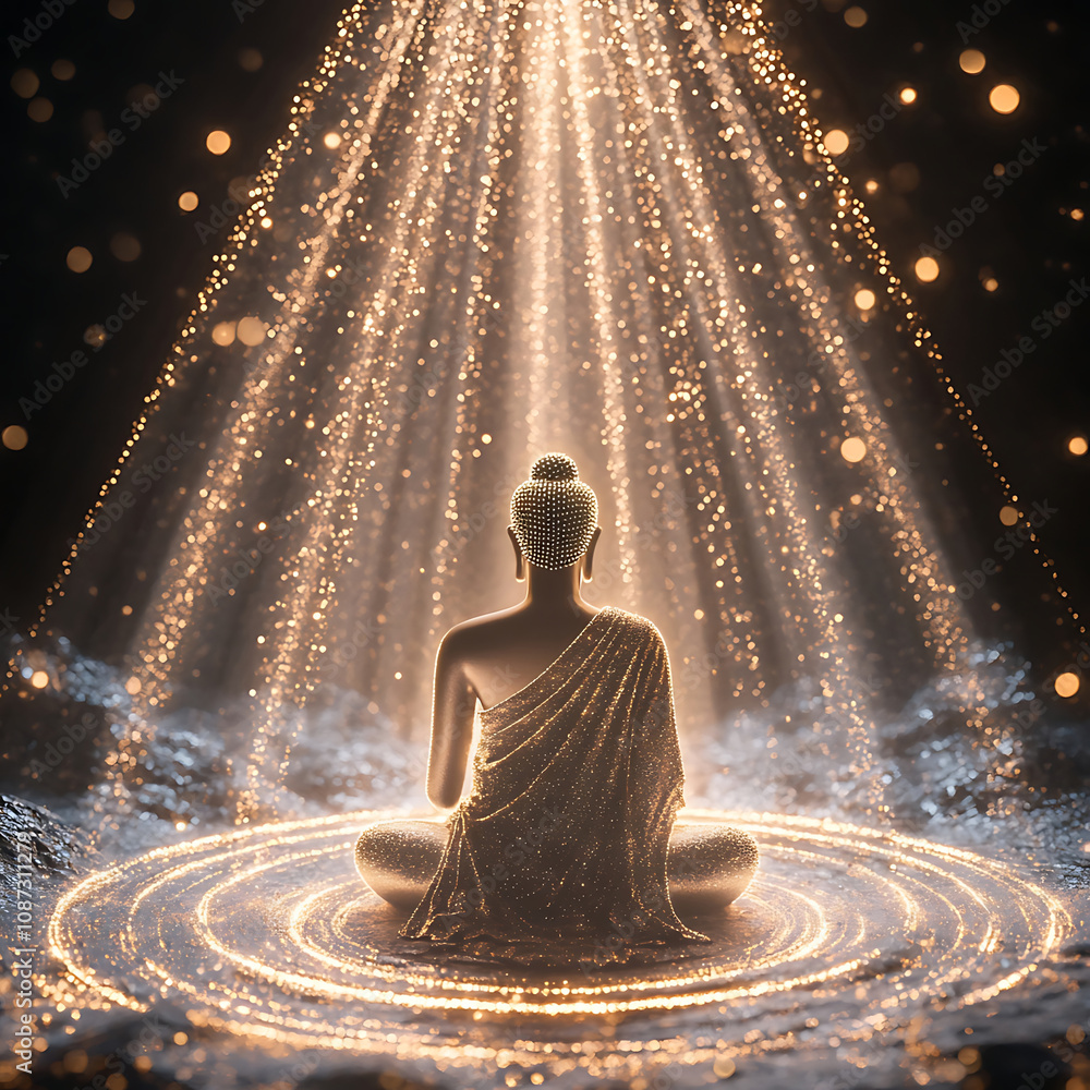 Serene Buddha Surrounded by Radiant Light Effects Serene Buddha Surrounded by Radiant Light Effects