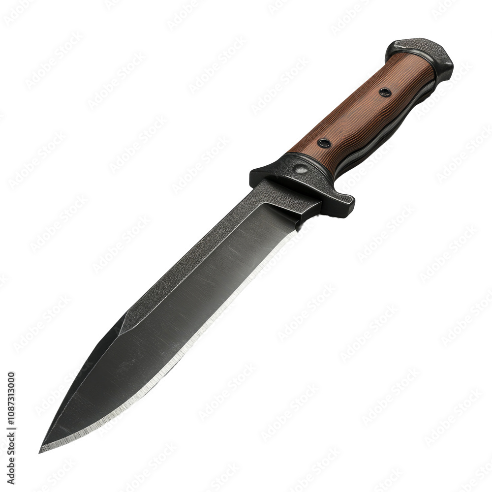 Sharp Knife with Wooden Handle Close-up View Sharp Knife with Wooden Handle Close-up View