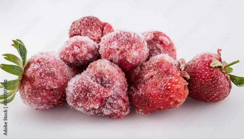 Frozen strawberries in a plastic container on a white background. ai generated Frozen strawberries in a plastic container on a white background. ai generated