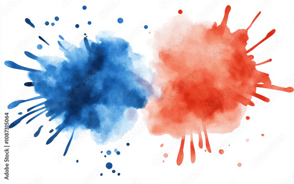 Vibrant watercolor splashes in blue and red shades, perfect for background design, artistic projects, or creative concepts. Vibrant watercolor splashes in blue and red shades, perfect for background design, artistic projects, or creative concepts.