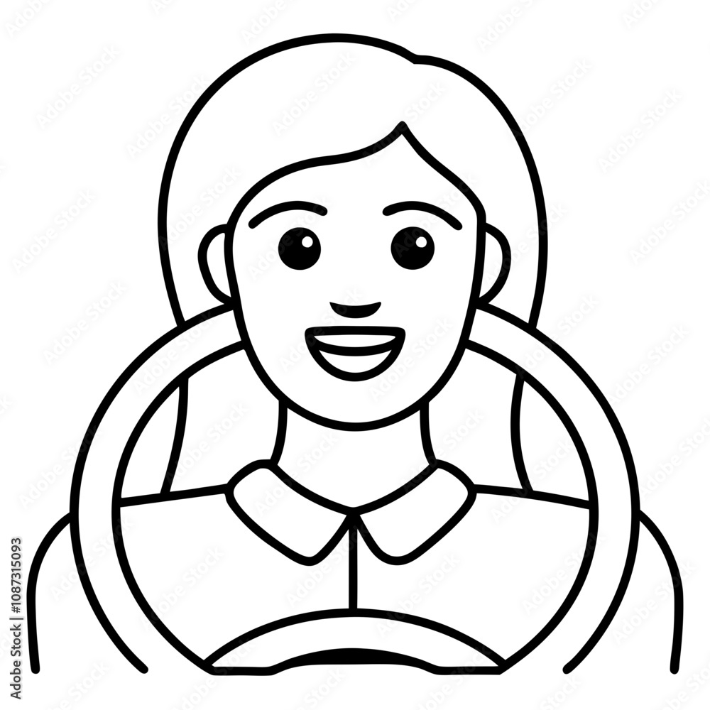 smiling woman with steering wheel learn driving smiling woman with steering wheel learn driving