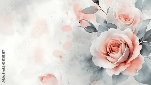 Valentines day card with rose flowers