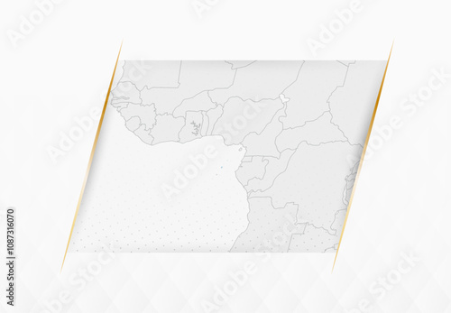 Sao Tome and Principe Map in Blue with Gold Framed Accents. Modern Vector Map of Sao Tome and Principe.
