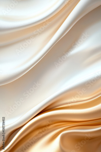 Elegant fabric background with smooth, flowing layers of cream and soft gold tones, perfect for luxury design projects and stylish presentations.