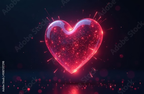 luminous heart shape - vibrant enchantment in darkness