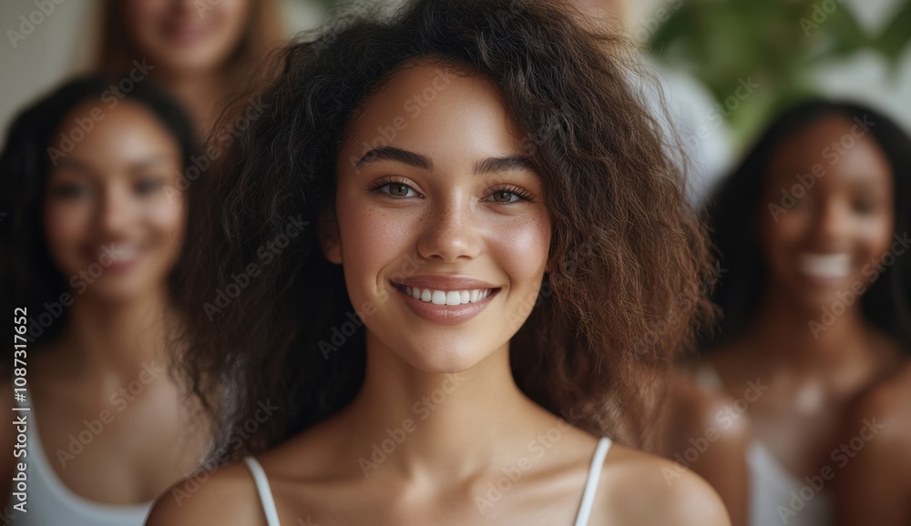 A group of women stands together, each with a soft smile that reflects empathy and the strength of their friendship. A group of women stands together, each with a soft smile that reflects empathy and the strength of their friendship.