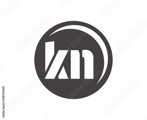 KN sport emblem or team logotype. Ball logo with a combination of Initial letter K and N for balls shop, sports company, training, club badge.