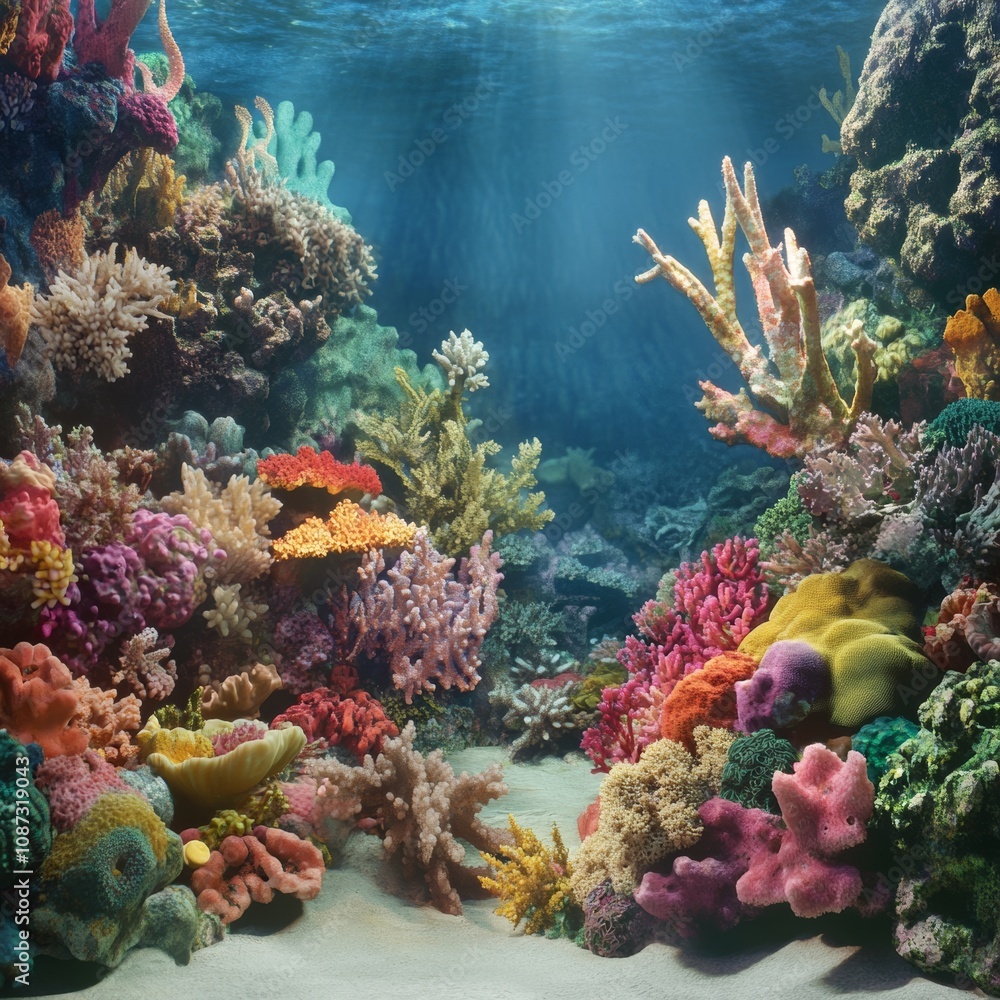 Fototapeta premium Vibrant Underwater Coral Reef Ecosystem