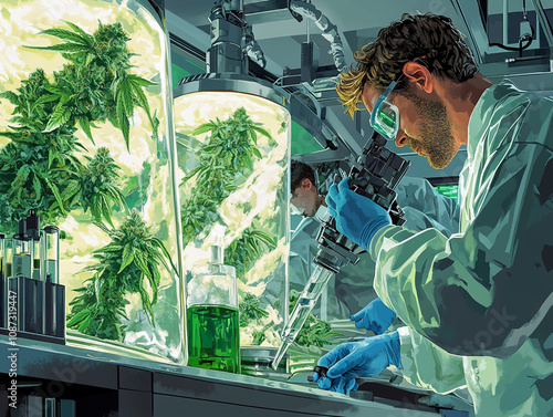 Cutting-edge research: Scientists exploring the medicinal properties of cannabis in a state-of-the-art laboratory