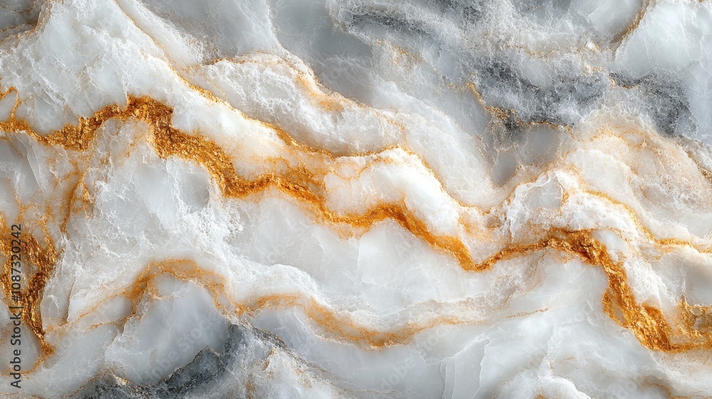 Elegant White and Gray Marble with Gold Veins Elegant White and Gray Marble with Gold Veins