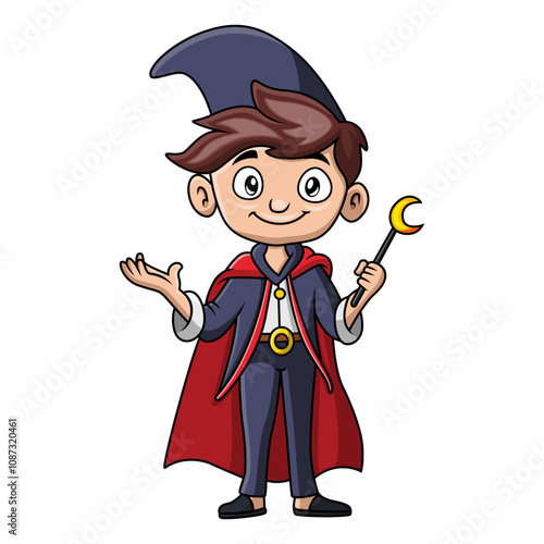 Cute little magician boy cartoon