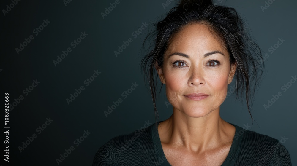 A sophisticated woman with an elegant demeanor gazes thoughtfully into the distance, casting a serene aura, surrounded by a soft, dark ambience. A sophisticated woman with an elegant demeanor gazes thoughtfully into the distance, casting a serene aura, surrounded by a soft, dark ambience.