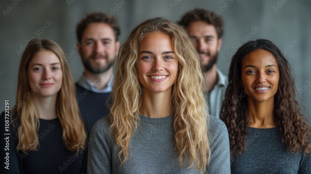 Friendly Diverse Group of Coworkers in Office Setting Friendly Diverse Group of Coworkers in Office Setting