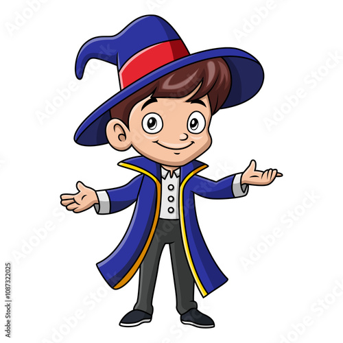 Cute little magician boy cartoon