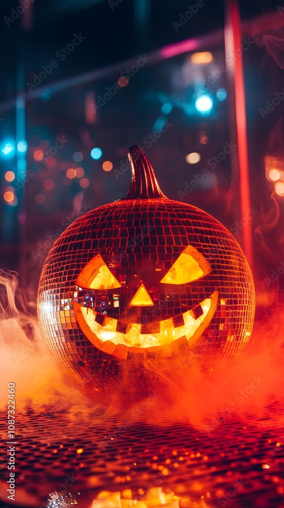 Spooky Disco Ball Pumpkin for Halloween Party Spooky Disco Ball Pumpkin for Halloween Party