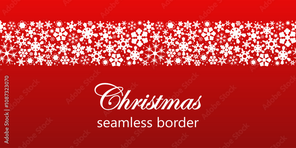 christmas seamless border. vector illustration drawn pattern of many different snowflakes. winter horizontal graphic element for banner, flayer, card, New Year greetings, invitation, fabric, packaging christmas seamless border. vector illustration drawn pattern of many different snowflakes. winter horizontal graphic element for banner, flayer, card, New Year greetings, invitation, fabric, packaging