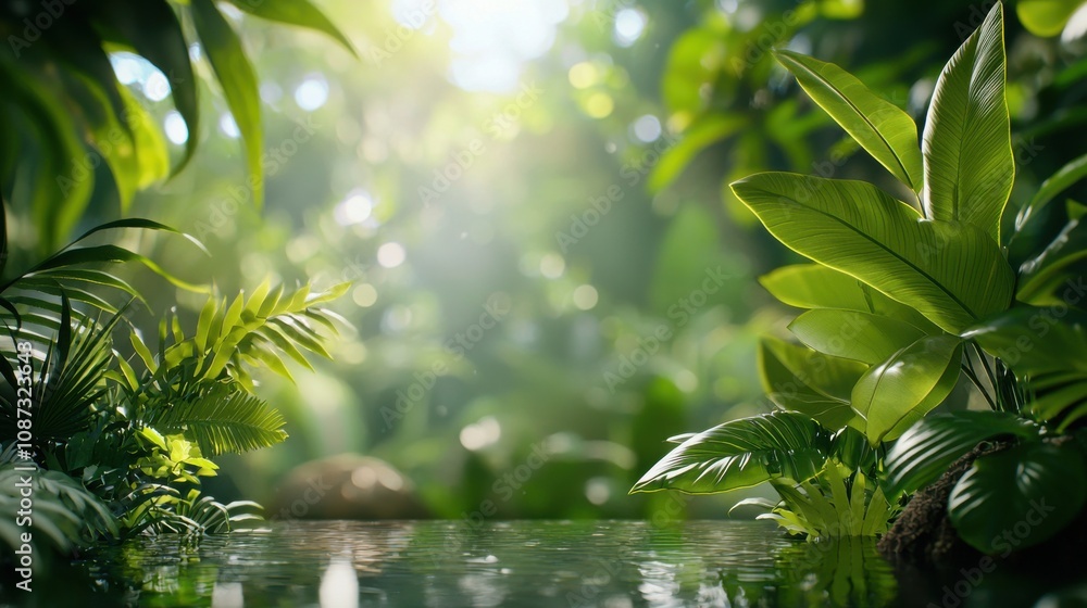 Tranquil Tropical Jungle with Serene Pond Tranquil Tropical Jungle with Serene Pond