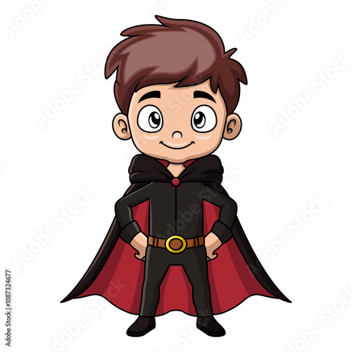 Cute little magician boy cartoon