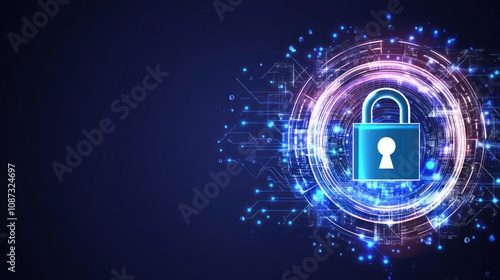 Wallpaper Mural A digital padlock symbolizing cybersecurity and data protection on a tech-themed background. Torontodigital.ca