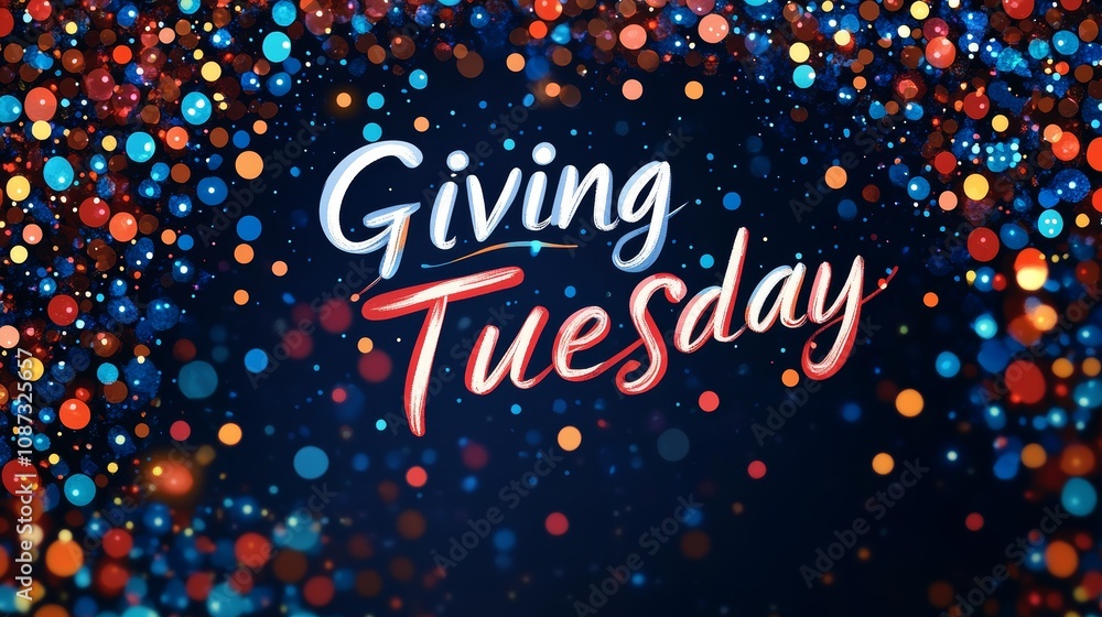 Colorful Giving Tuesday celebration card featuring vibrant dots and festive typography Colorful Giving Tuesday celebration card featuring vibrant dots and festive typography