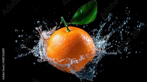 Whole Orange Splashing in Water with Dramatic Effect