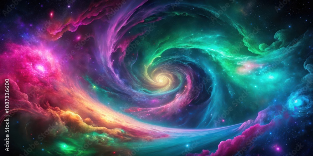 Cosmic Swirl of Nebulae and Stars A Kaleidoscope of Color in the Vastness of Space