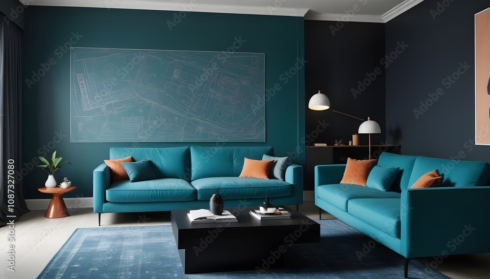 Illustration of the living room interior Illustration of the living room interior