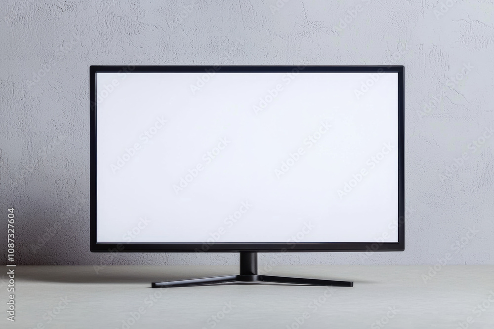 Minimalist blank monitor on a clean surface, ideal for presentations, graphics, or creative projects requiring an empty screen for customization. Minimalist blank monitor on a clean surface, ideal for presentations, graphics, or creative projects requiring an empty screen for customization.
