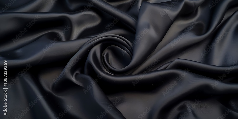 Obraz premium rippled black satin fabric. Whole background.