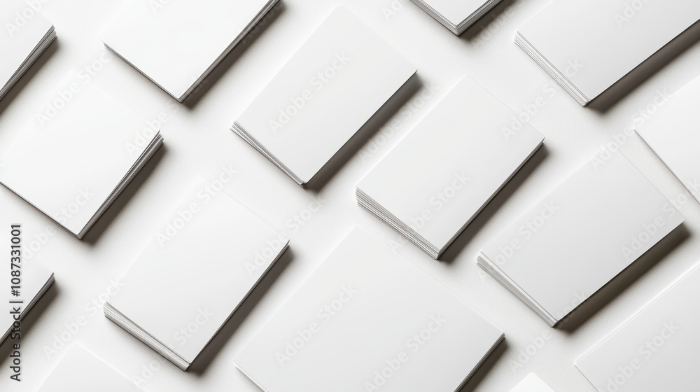 Blank business cards on a white background for corporate branding. Blank business cards on a white background for corporate branding.