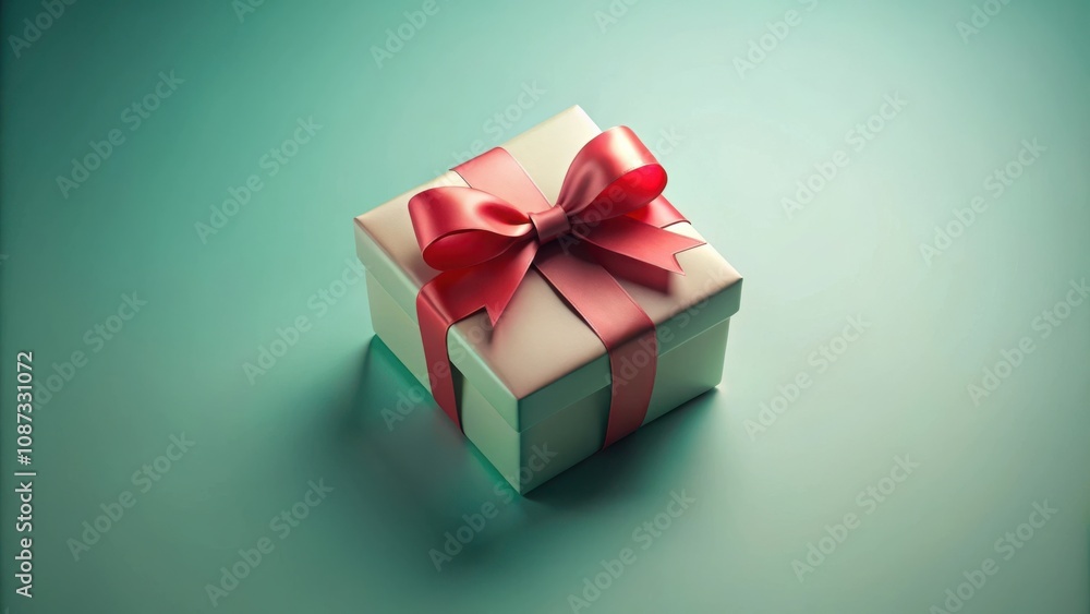 A simple white gift box adorned with a bright pink satin ribbon, tied into a classic bow, rests on a smooth turquoise surface, ready to bring joy and surprise. A simple white gift box adorned with a bright pink satin ribbon, tied into a classic bow, rests on a smooth turquoise surface, ready to bring joy and surprise.