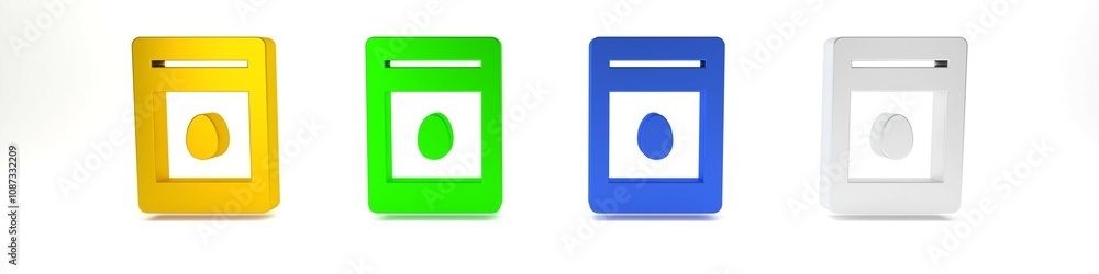 Colorful Pack full of seeds of a specific plant icon isolated on white background. Minimalism concept. 3D render illustration Colorful Pack full of seeds of a specific plant icon isolated on white background. Minimalism concept. 3D render illustration
