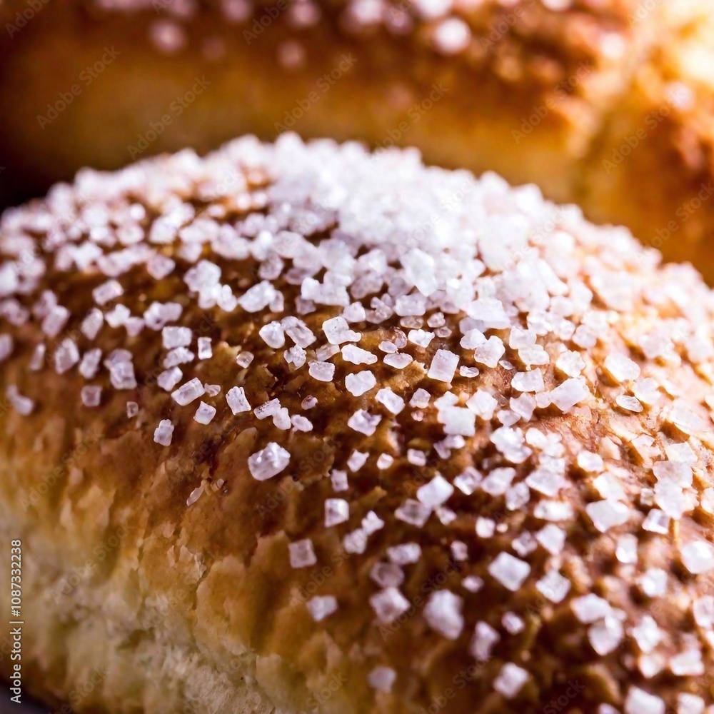 Macro of the sugar crystals on the surface of a Danish pastry. Macro of the sugar crystals on the surface of a Danish pastry.