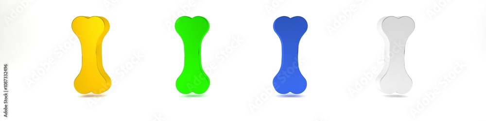 Colorful Dog bone icon isolated on white background. Pets food symbol. Minimalism concept. 3D render illustration Colorful Dog bone icon isolated on white background. Pets food symbol. Minimalism concept. 3D render illustration