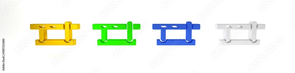 Colorful Parking car barrier icon isolated on white background. Street road stop border. Minimalism concept. 3D render illustration Colorful Parking car barrier icon isolated on white background. Street road stop border. Minimalism concept. 3D render illustration
