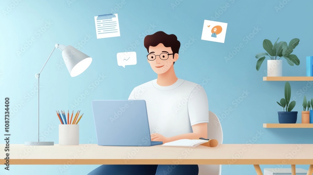 Cozy Workspace for Creative Writing with Virtual AI Cozy Workspace for Creative Writing with Virtual AI