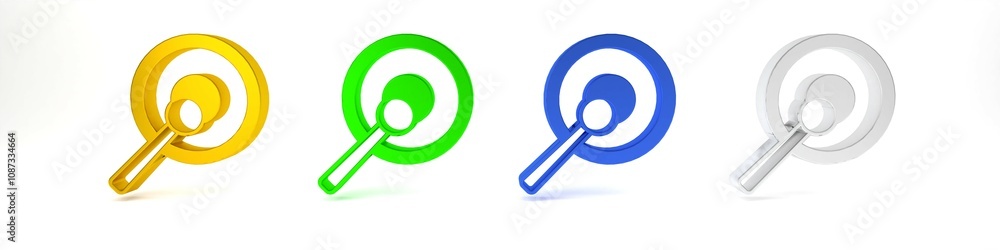 Colorful Gong musical percussion instrument circular metal disc and hammer icon isolated on white background. Minimalism concept. 3D render illustration Colorful Gong musical percussion instrument circular metal disc and hammer icon isolated on white background. Minimalism concept. 3D render illustration