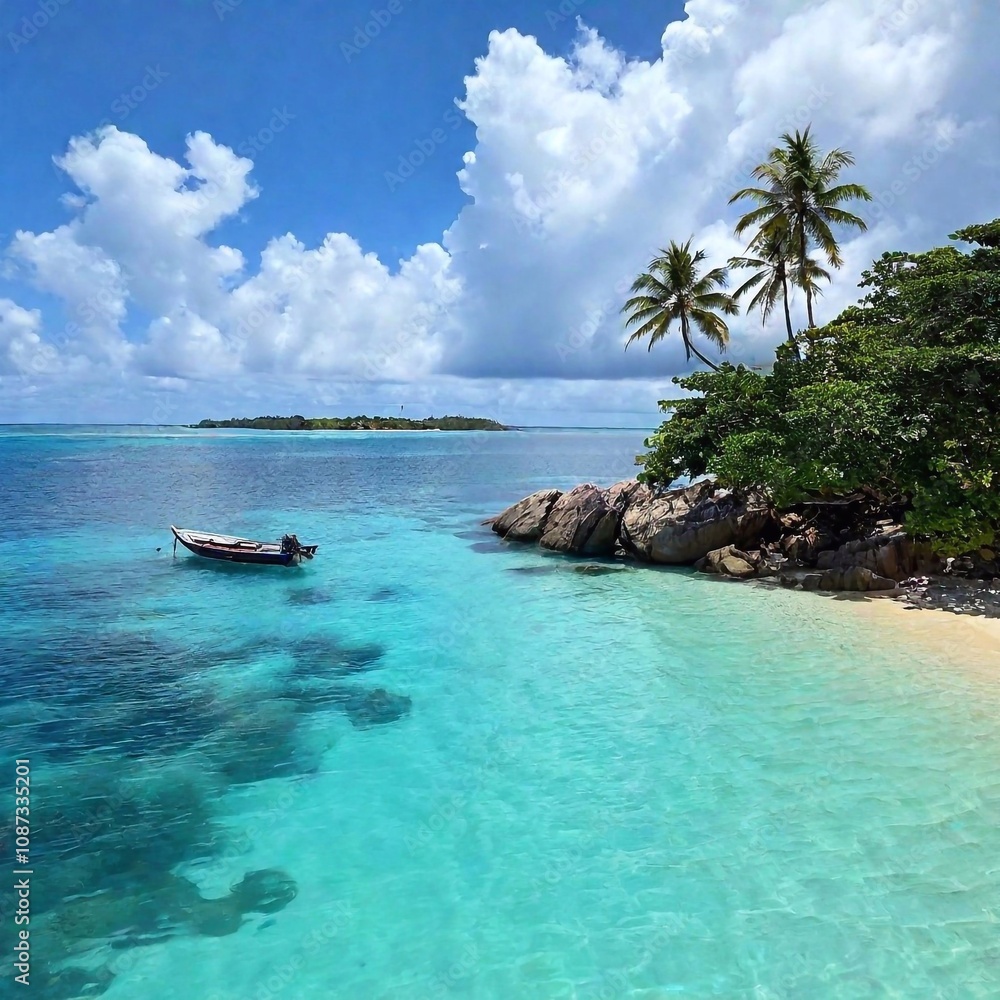 Obraz premium An island paradise with white sandy beach