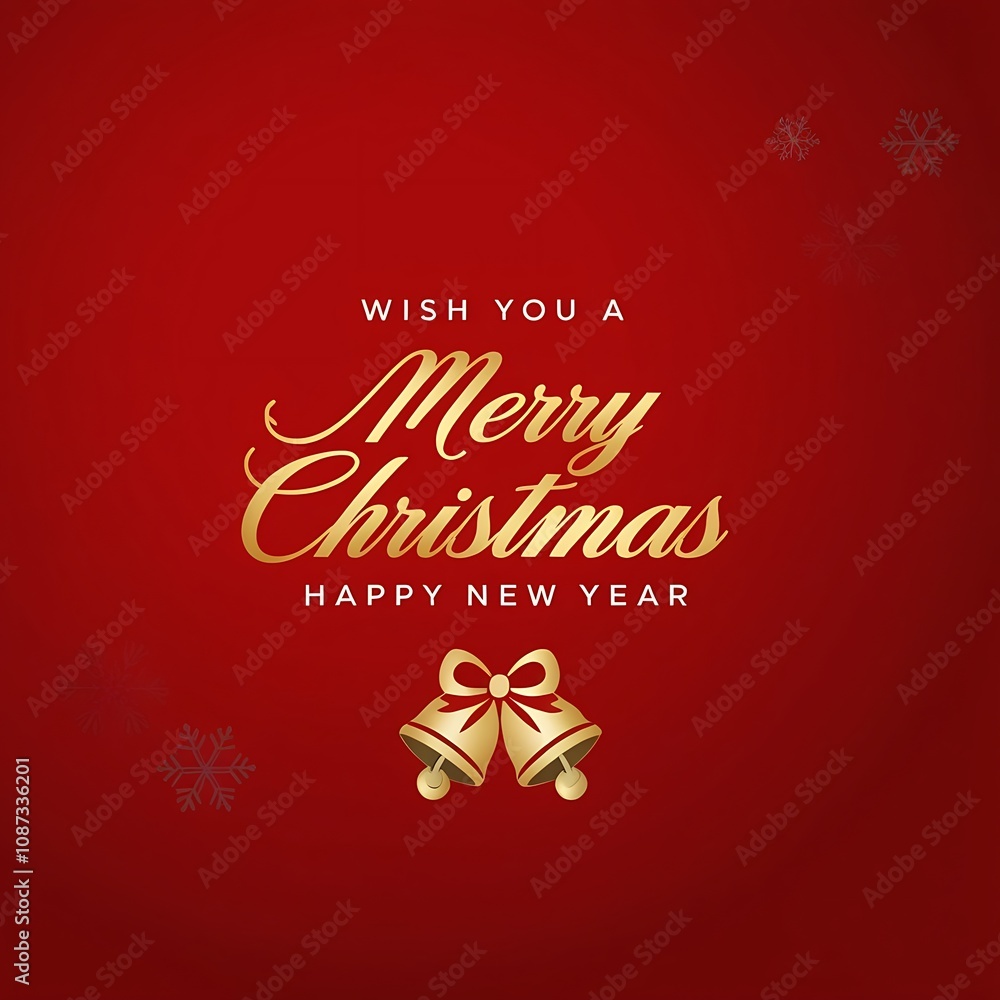 Red Christmas Card Design Featuring Gold Bells Red Christmas Card Design Featuring Gold Bells