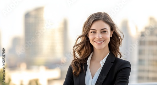 Confident Business Woman in Cityscape - A Powerful Image for Business Success