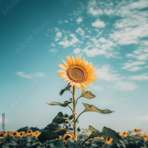 Sunflowers under a blue sky