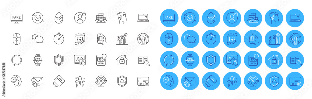 Stars, Recovery ssd and Timer line icons pack. Swipe up, Full rotation, Mindfulness stress web icon. Time management, Graph chart, Architect plan pictogram. Security, Computer mouse, Fake news. Vector Stars, Recovery ssd and Timer line icons pack. Swipe up, Full rotation, Mindfulness stress web icon. Time management, Graph chart, Architect plan pictogram. Security, Computer mouse, Fake news. Vector