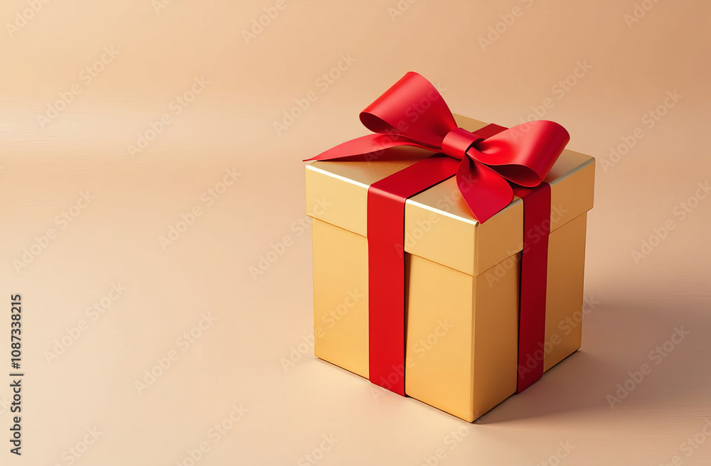 Fototapeta premium Gift box with red ribbon and bow.